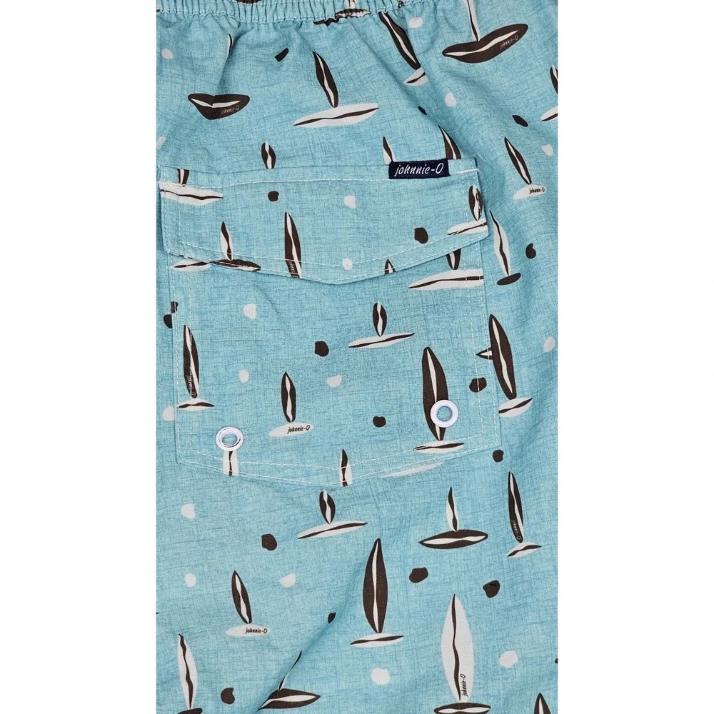 Johnnie-O BoardShorts Mens Large Blue Rowan Half‎ Elastic Stretch Swim Trunks
